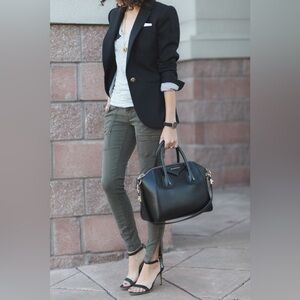 Joie Park Skinny Zipper Utility Moto Jeans Army Green Mid Rise Pants size 27